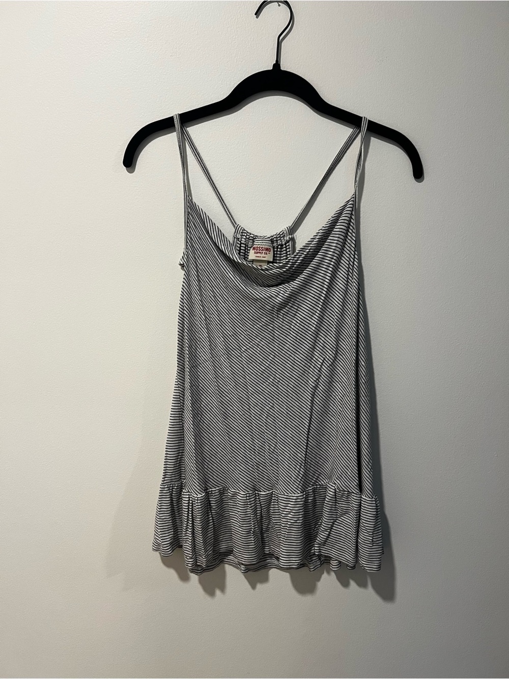 Women’s Mossimo Supply Co. Black & White Striped Ruffle-Hem Tank